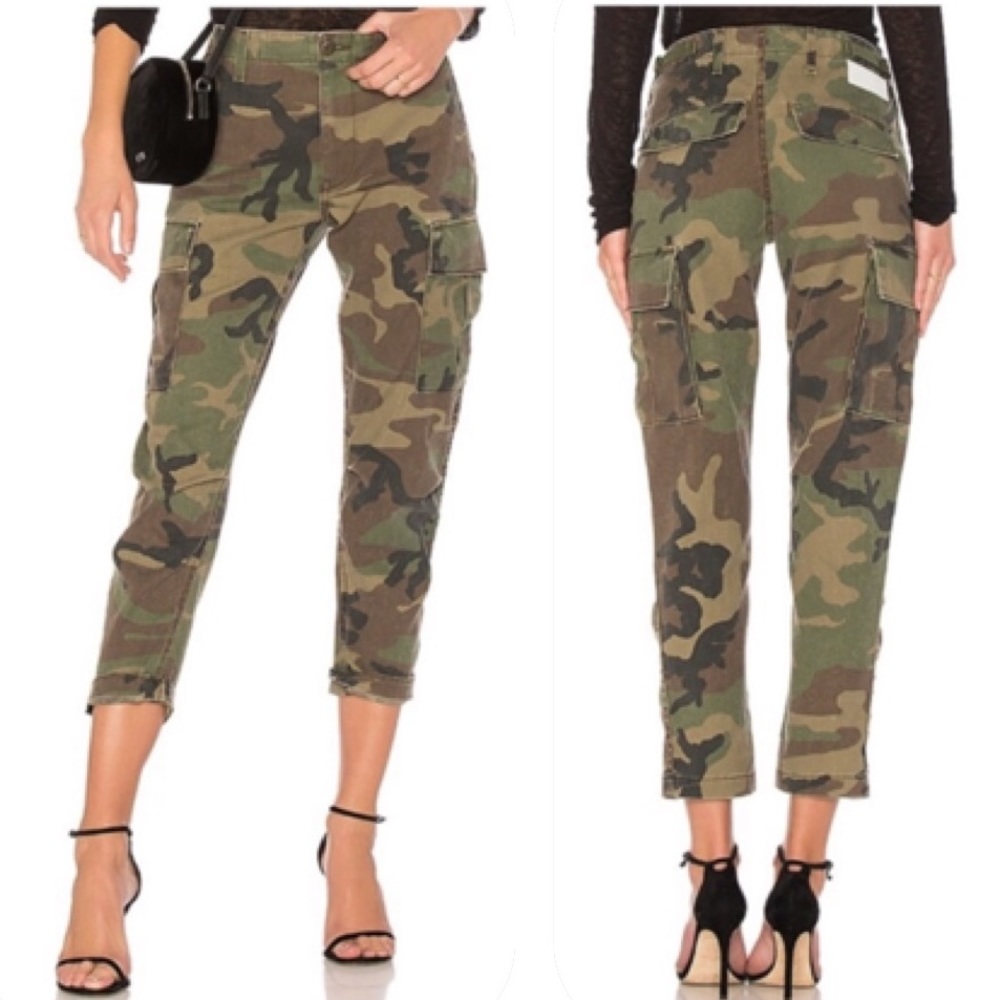 Re/Done High Waist Camo Cargo Pant